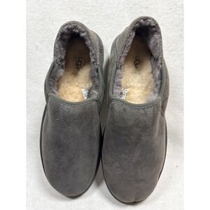 UGG Australia Men's Slippers Moccasins Dark Gray Sheepskin Lined‎ Size 12